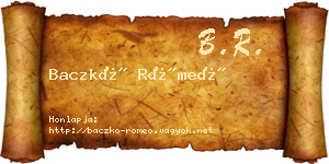 Baczkó Rómeó névjegykártya